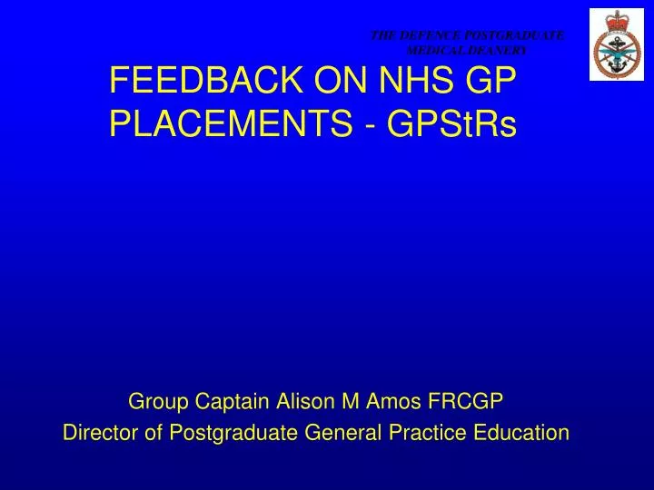 feedback on nhs gp placements gpstrs