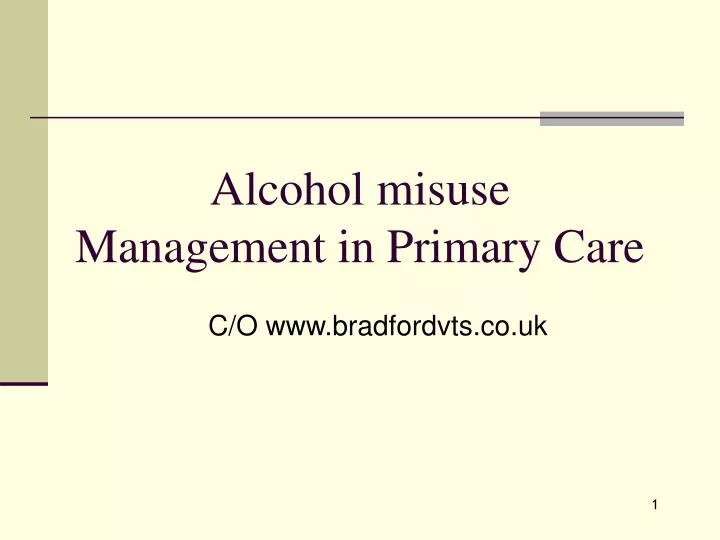 alcohol misuse management in primary care
