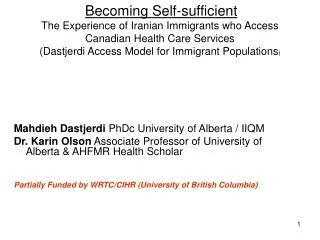 Mahdieh Dastjerdi PhDc University of Alberta / IIQM