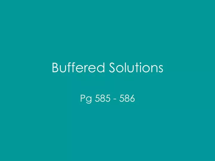 buffered solutions