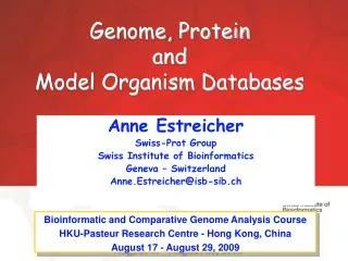 Genome, Protein and Model Organism Databases