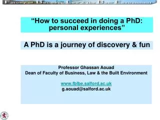 Professor Ghassan Aouad Dean of Faculty of Business, Law &amp; the Built Environment