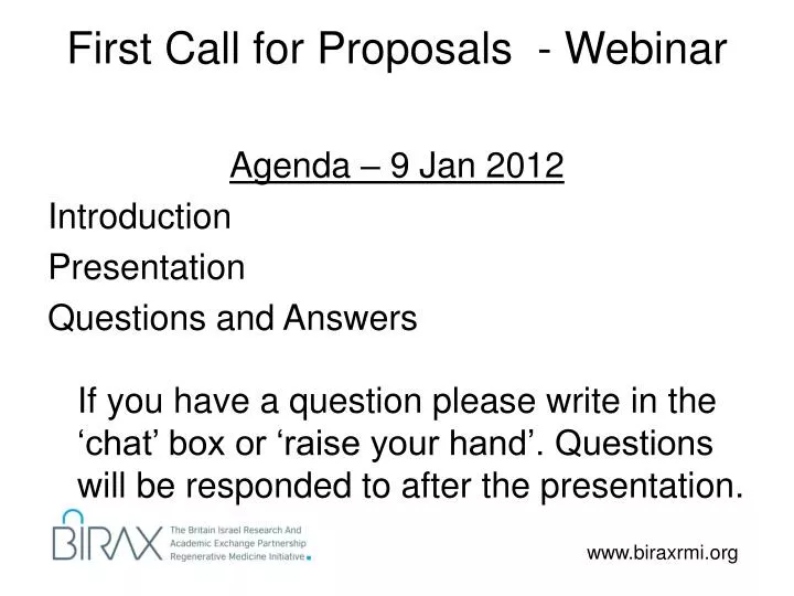 first call for proposals webinar