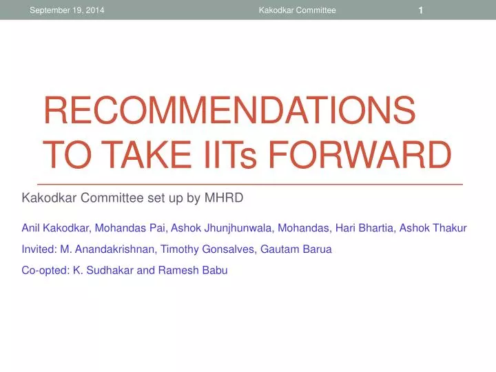 recommendations to take iit s forward