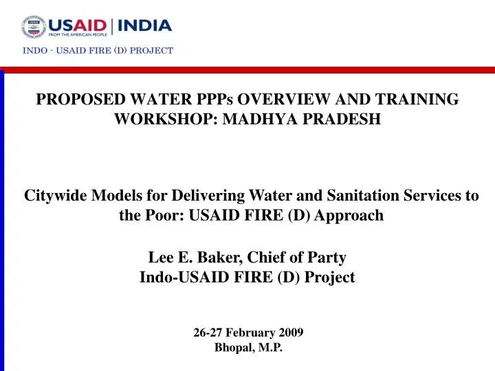 proposed water ppps overview and training workshop madhya pradesh