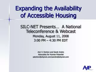 Expanding the Availability of Accessible Housing