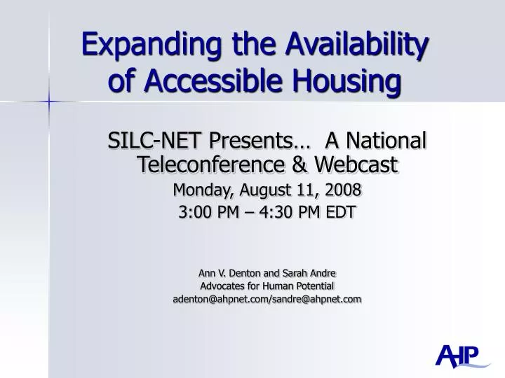 expanding the availability of accessible housing