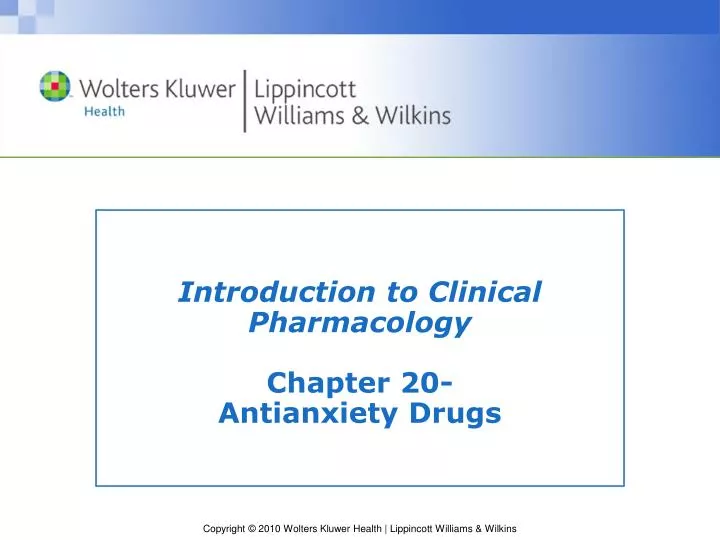 introduction to clinical pharmacology chapter 20 antianxiety drugs