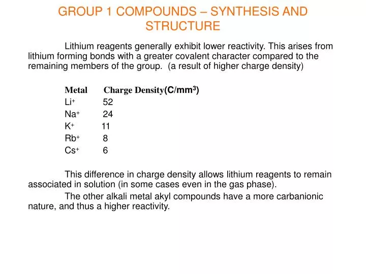 group 1 compounds synthesis and structure