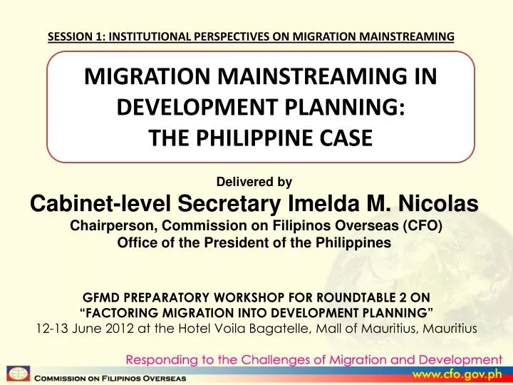 migration mainstreaming in development planning the philippine case