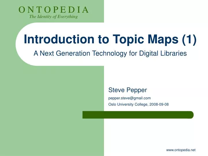 introduction to topic maps 1 a ne xt generation technology for digital libraries