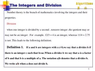 The Integers and Division