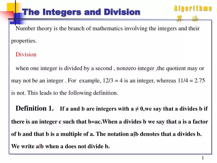 the integers and division