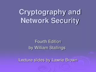 cryptography and network security