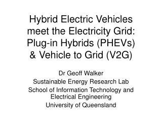 Dr Geoff Walker Sustainable Energy Research Lab
