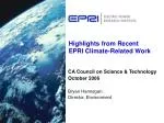 Highlights from Recent EPRI Climate-Related Work