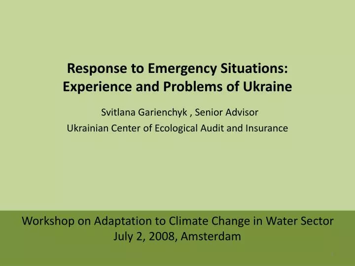 workshop on adaptation to climate change in water sector july 2 2008 amsterdam