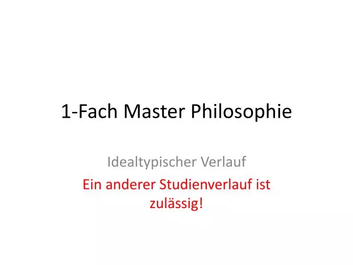 1 fach master philosophie
