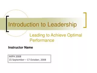 Introduction to Leadership