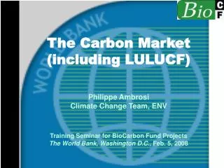 The Carbon Market (including LULUCF) Philippe Ambrosi Climate Change Team, ENV