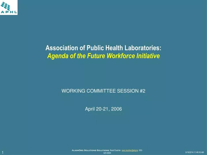 association of public health laboratories agenda of the future workforce initiative