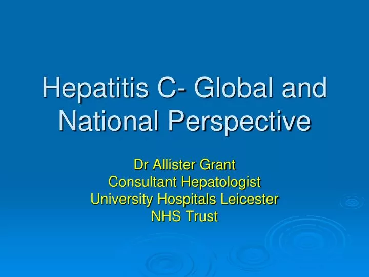 hepatitis c global and national perspective