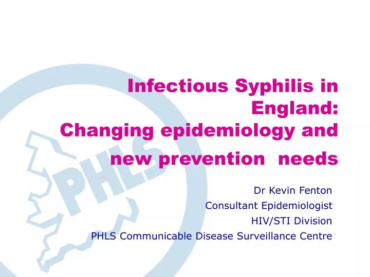infectious syphilis in england changing epidemiology and new prevention needs