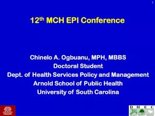 12 th MCH EPI Conference