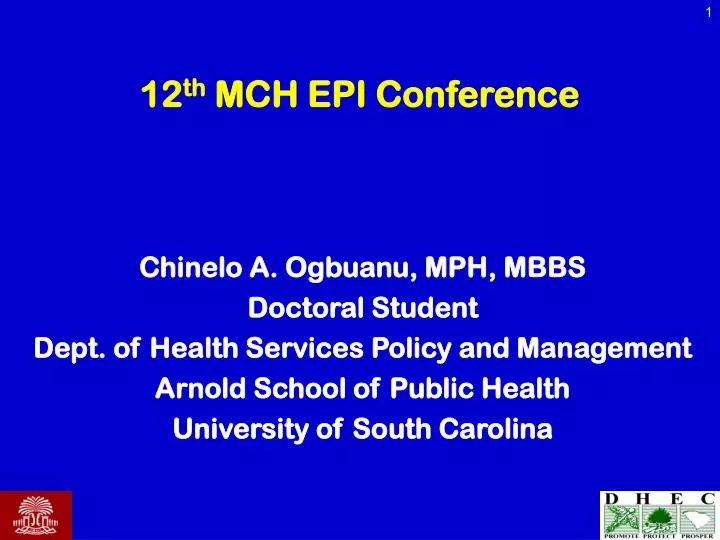 12 th mch epi conference