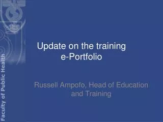 Update on the training e-Portfolio