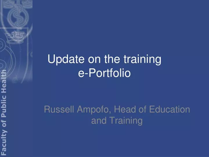 update on the training e portfolio