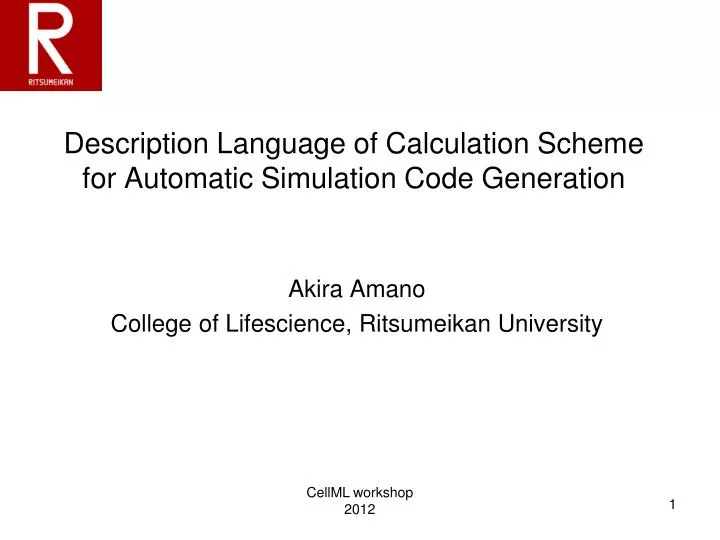 description language of calculation scheme for automatic simulation code generation