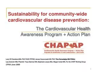 Sustainability for community-wide cardiovascular disease prevention: