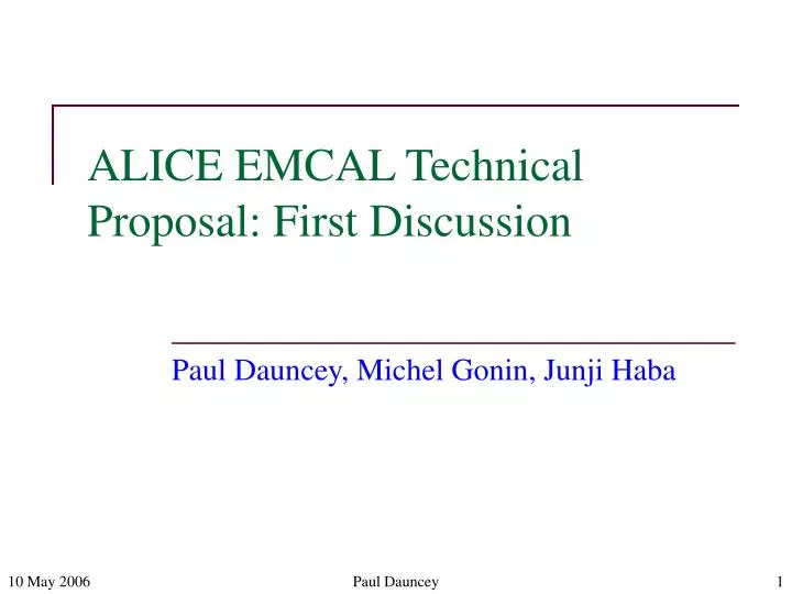 alice emcal technical proposal first discussion