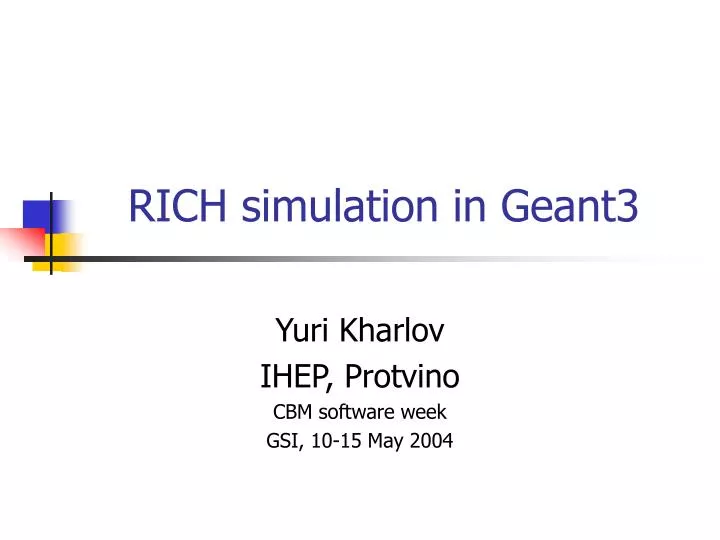 rich simulation in geant3