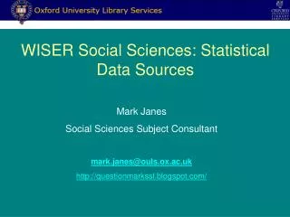WISER Social Sciences: Statistical Data Sources