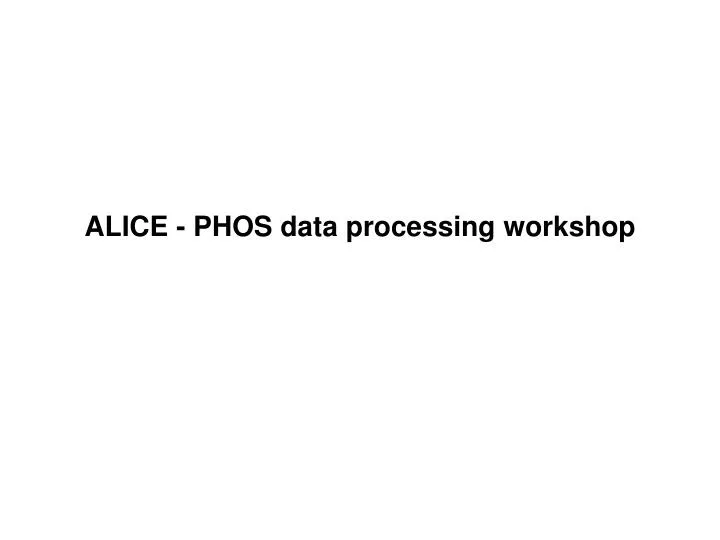 alice phos data processing workshop