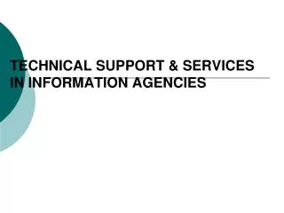 TECHNICAL SUPPORT &amp; SERVICES IN INFORMATION AGENCIES