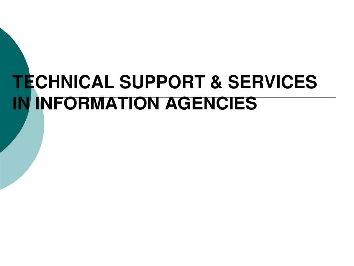 technical support services in information agencies