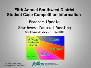 Program Update Southwest District Meeting San Fernando Valley, 11-06-2010