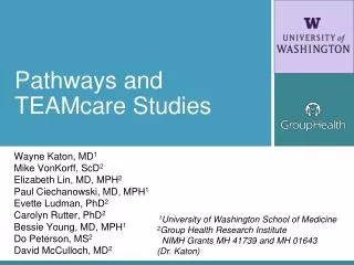 Pathways and TEAMcare Studies