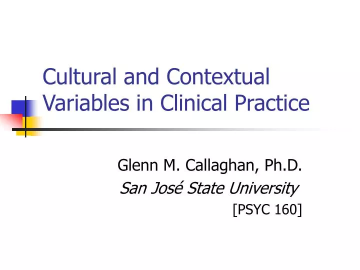 cultural and contextual variables in clinical practice