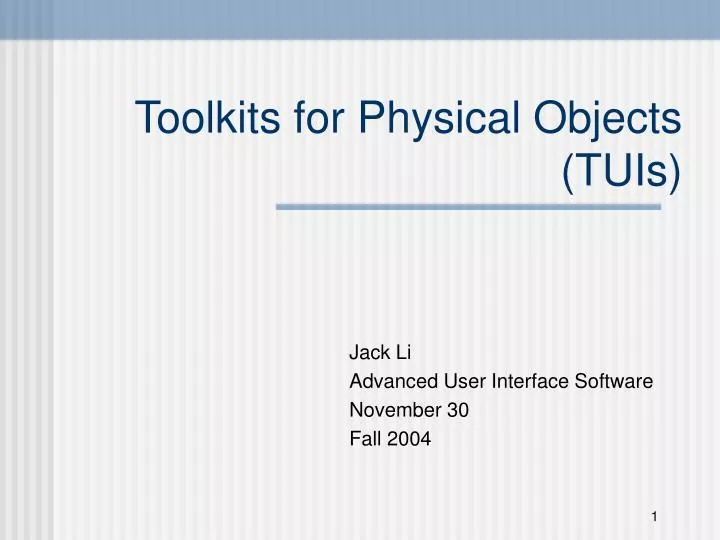 toolkits for physical objects tuis