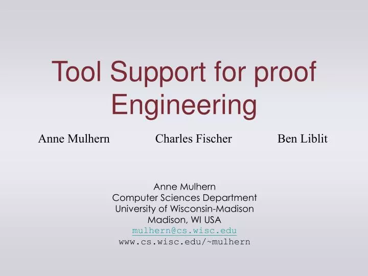tool support for proof engineering