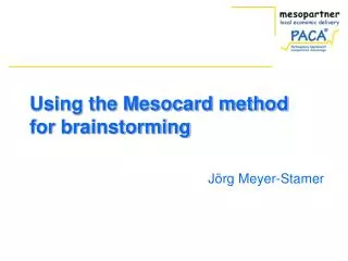 Using the Mesocard method for brainstorming