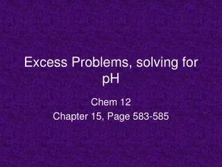 Excess Problems, solving for pH