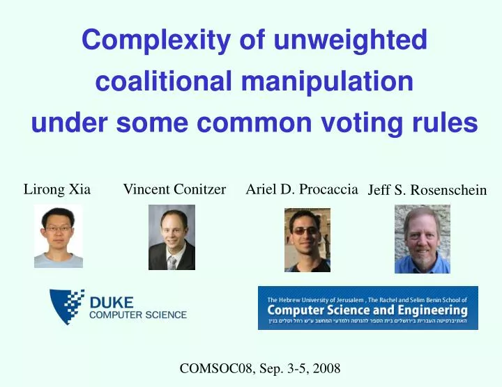 complexity of unweighted coalitional manipulation under some common voting rules