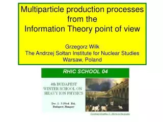 Multiparticle production processes from the Information Theory point of view Grzegorz Wilk