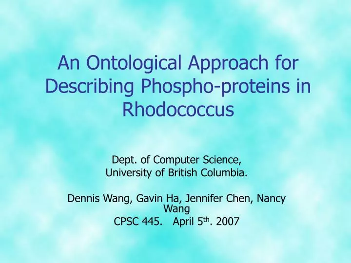 an ontological approach for describing phospho proteins in rhodococcus
