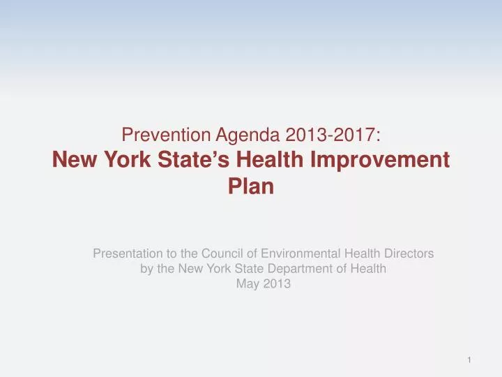 prevention agenda 2013 2017 new york state s health improvement plan